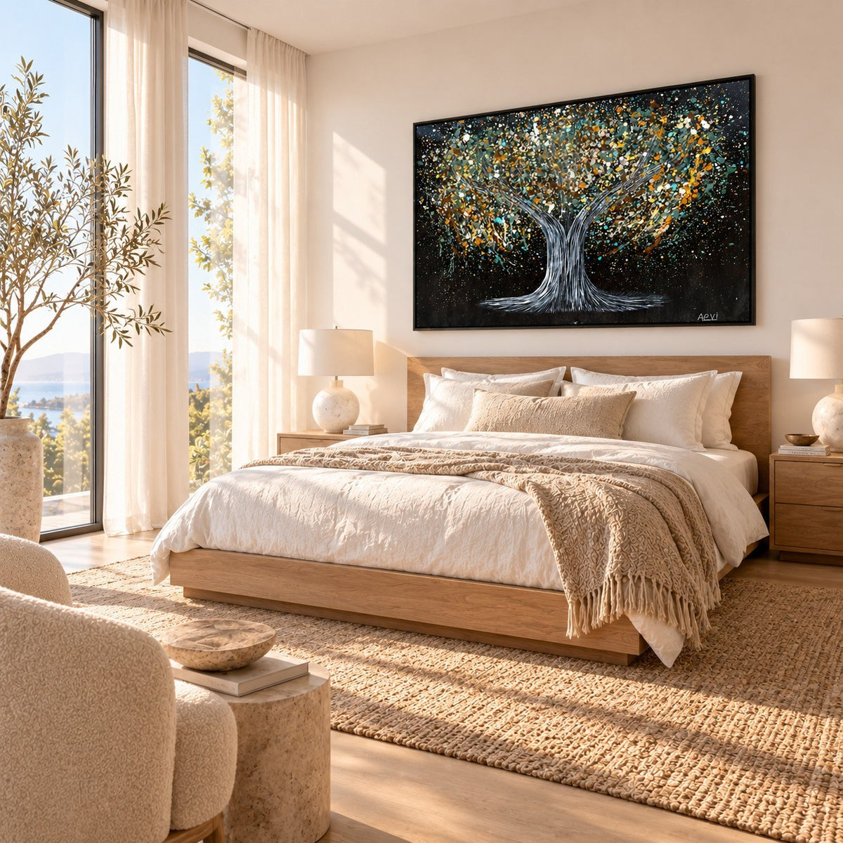 Tree Of Happiness Earth canvas wall art room mockup