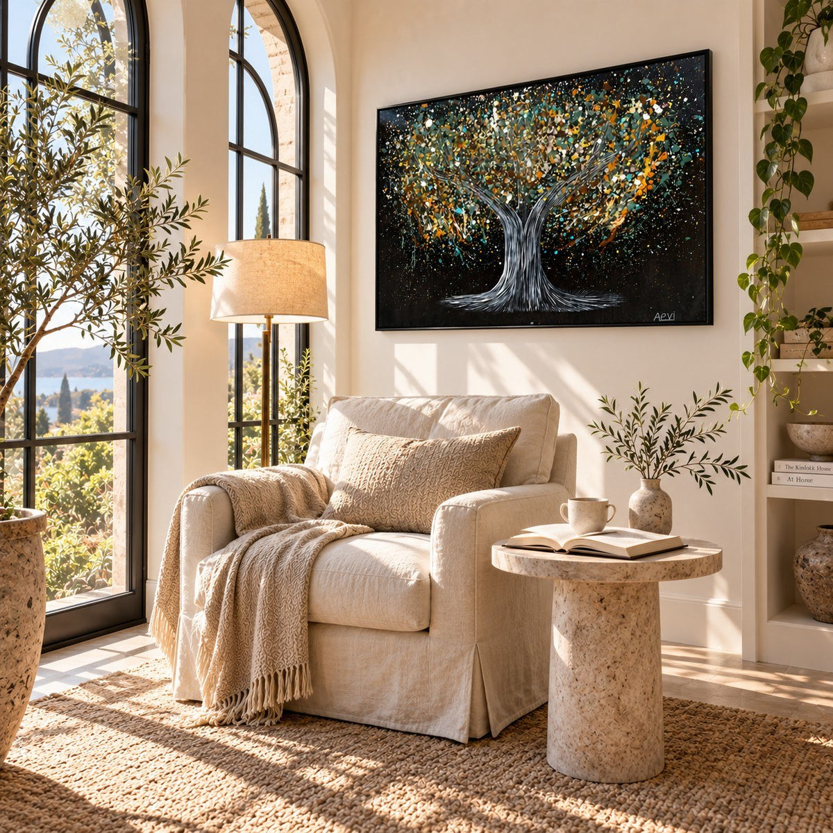 Tree Of Happiness Earth canvas wall art room mockup