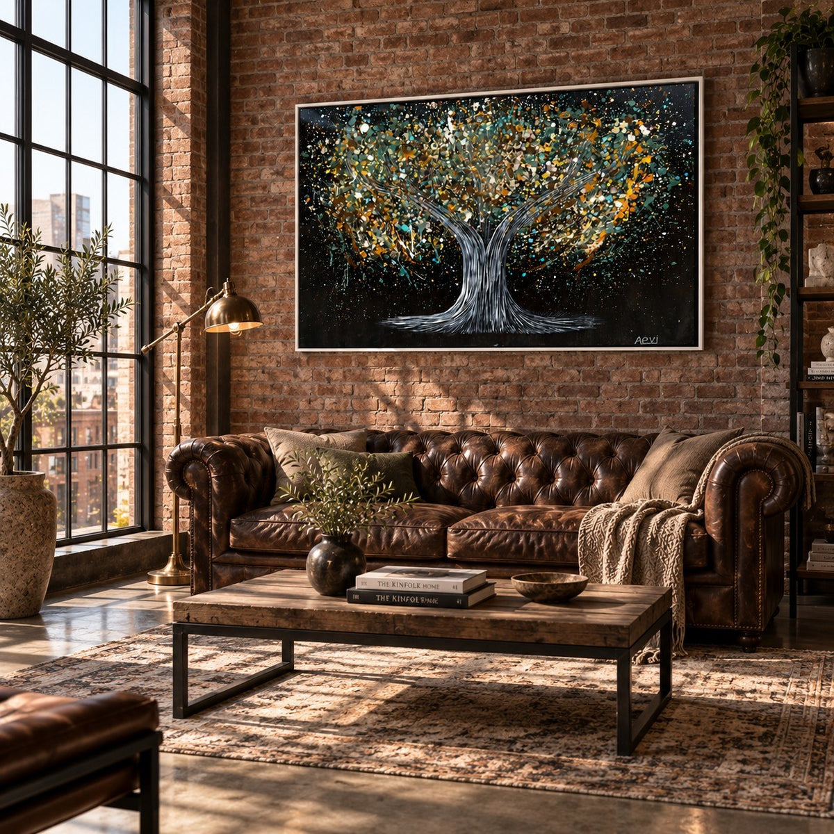Tree Of Happiness Earth canvas wall art room mockup