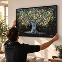 Tree Of Happiness Earth canvas wall art room mockup