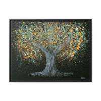 Tree Of Happiness- Earth framed canvas print, black frame