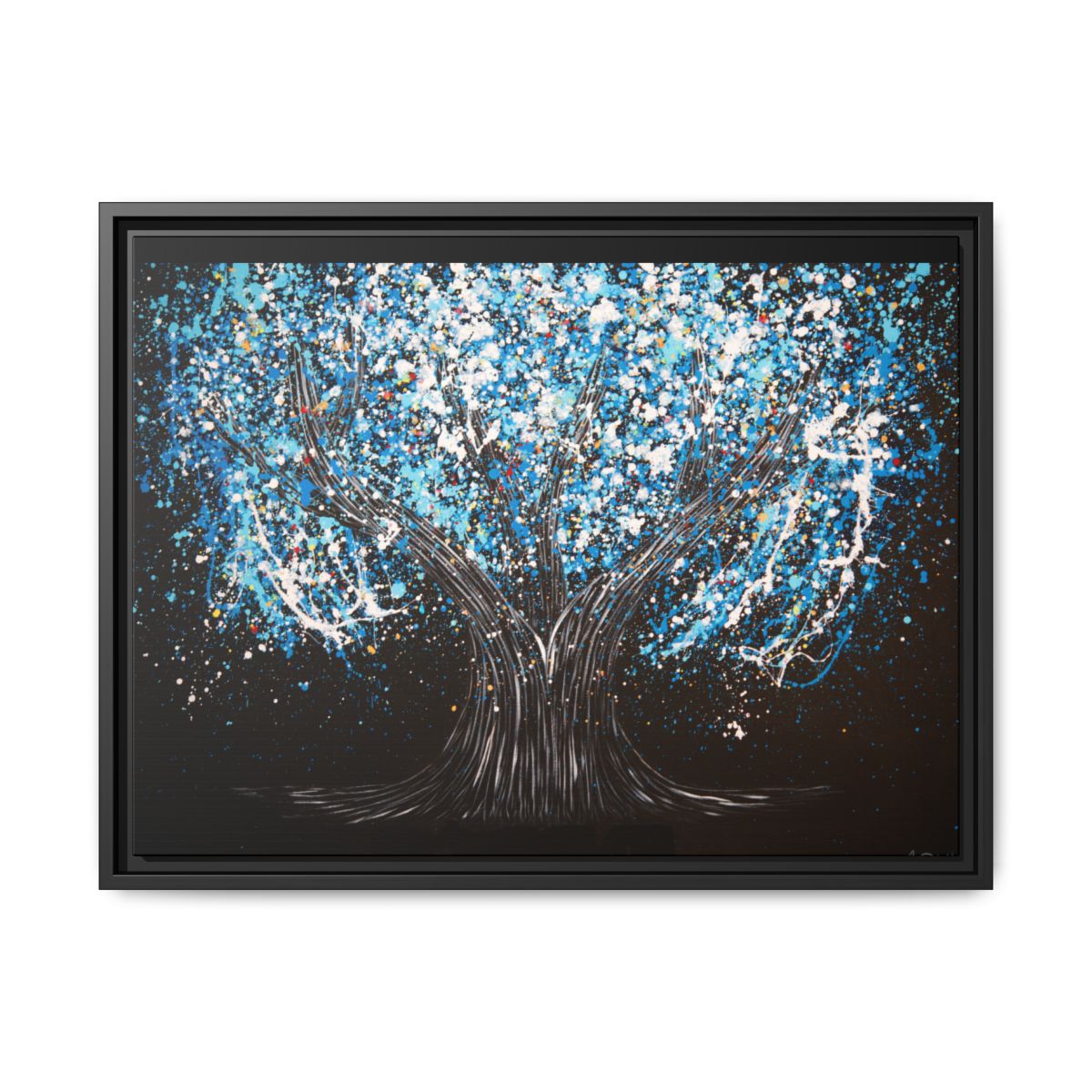 Tree Of Happiness Midnight Serenity framed canvas print, black frame
