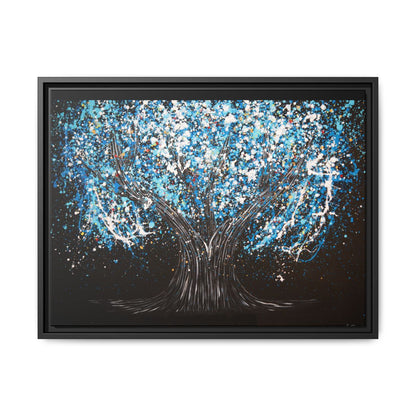 Tree Of Happiness Midnight Serenity framed canvas print, black frame