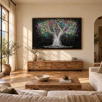 Tree Of Life - Colorful Dream canvas wall art in a mediterranean living room