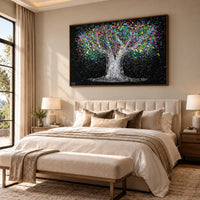 Tree Of Life - Colorful Dream canvas wall art in a warm master bedroom