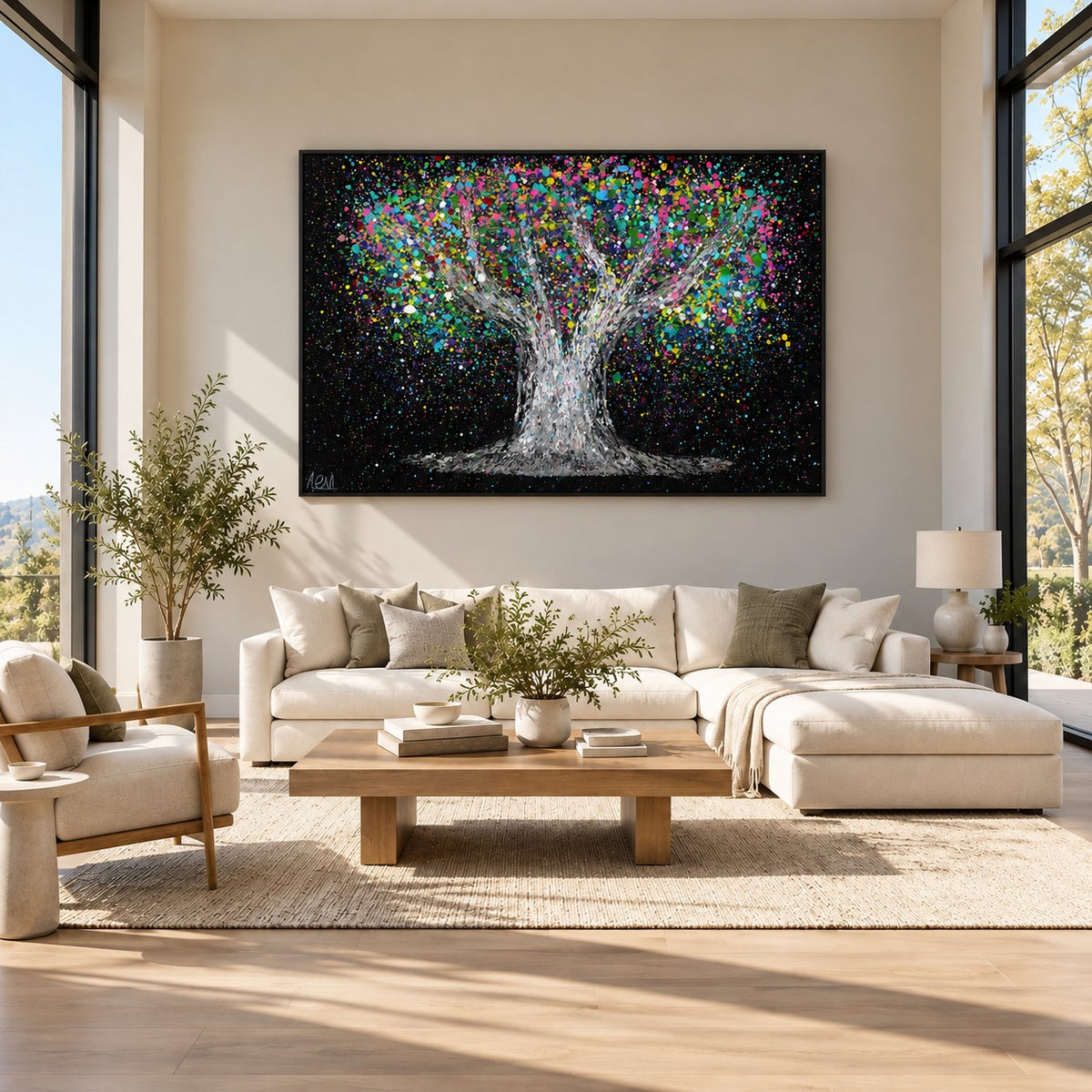 Tree Of Life - Colorful Dream canvas wall art in a bright living room