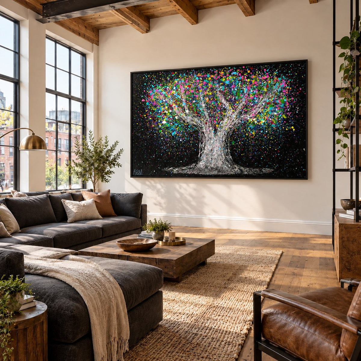 Tree Of Life - Colorful Dream canvas wall art in a stylish room