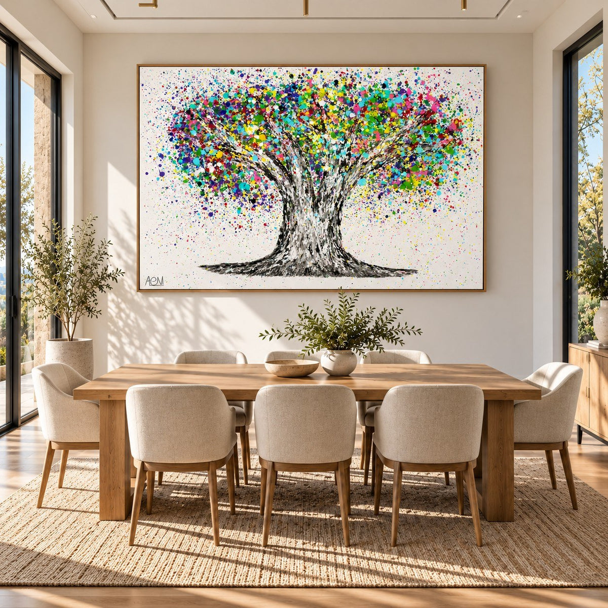 Tree Of Life Colorful Life canvas wall art, dining sunlit room mockup