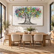 Tree Of Life Colorful Life canvas wall art, dining sunlit room mockup