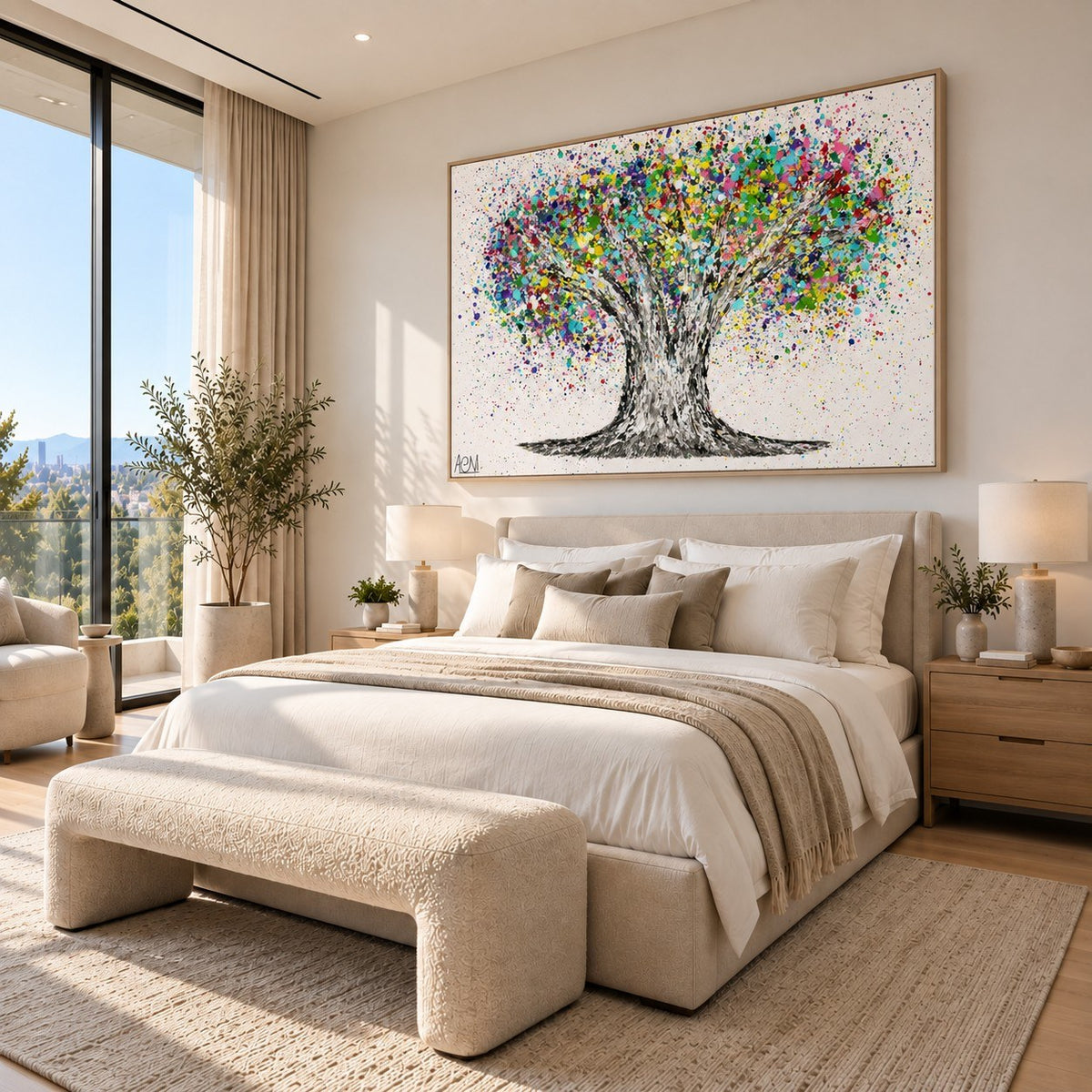 Tree Of Life Colorful Life canvas wall art, bedroom bright room mockup
