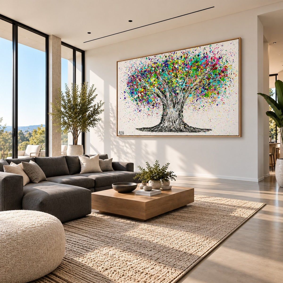Tree Of Life Colorful Life canvas wall art, living scandi room mockup