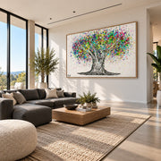 Tree Of Life Colorful Life canvas wall art, living scandi room mockup