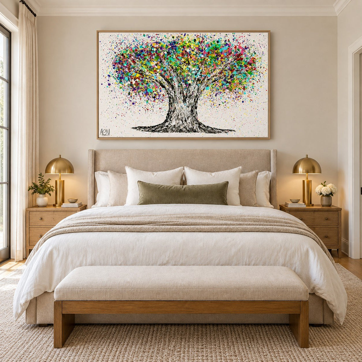 Tree Of Life Colorful Life canvas wall art, bedroom warm room mockup