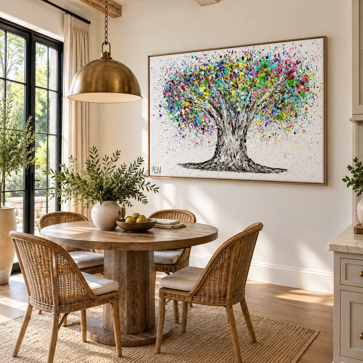 Tree Of Life Colorful Life canvas wall art, dining farmhouse room mockup
