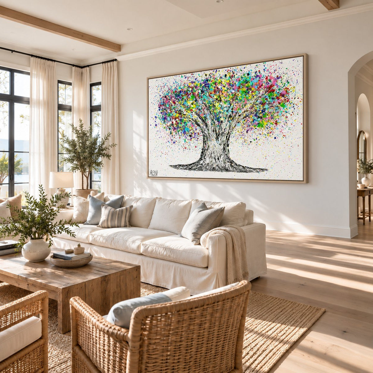 Tree Of Life Colorful Life canvas wall art, living coastal room mockup