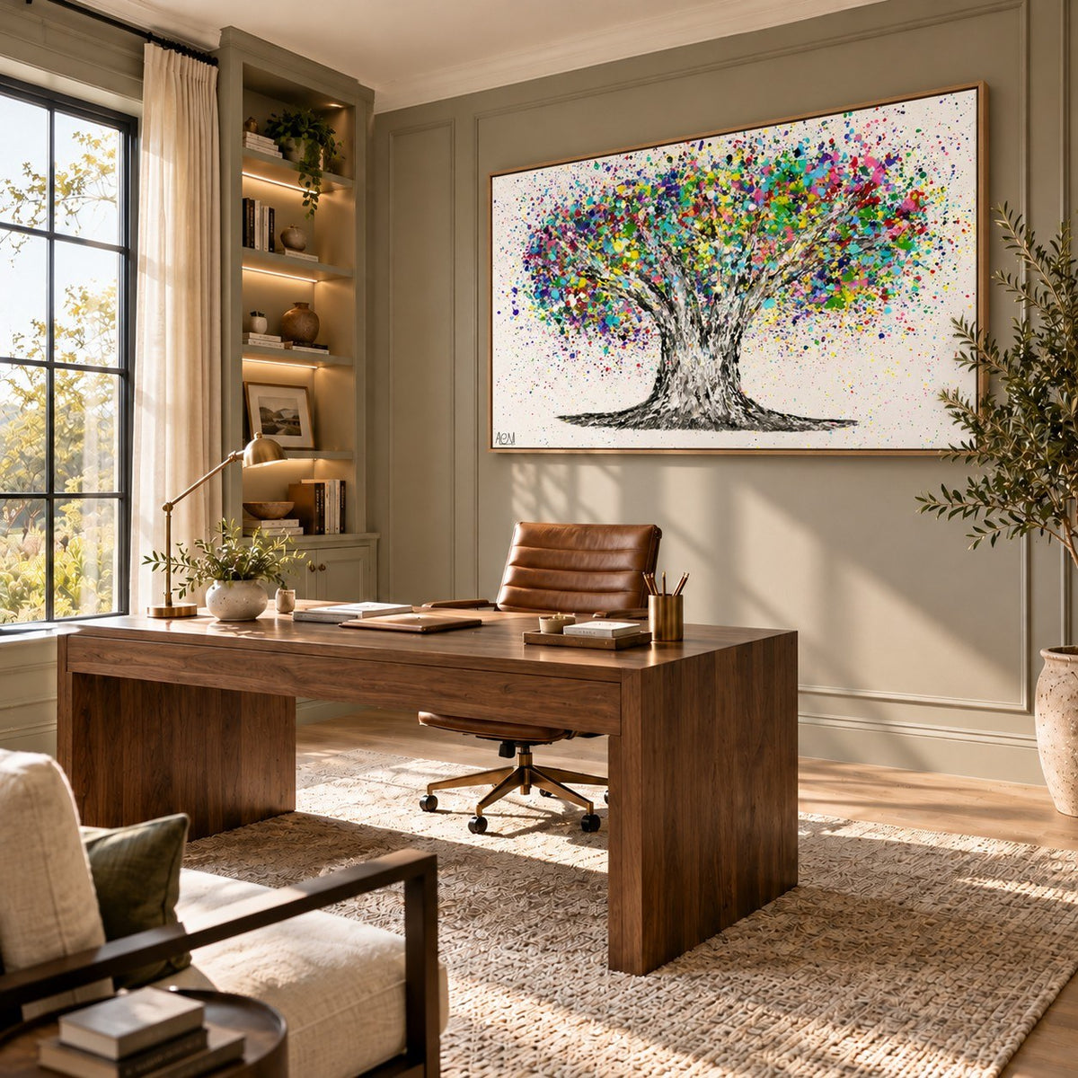 Tree Of Life Colorful Life canvas wall art, office walnut room mockup