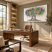Tree Of Life Colorful Life canvas wall art, office walnut room mockup