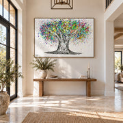 Tree Of Life Colorful Life canvas wall art, entry bright room mockup