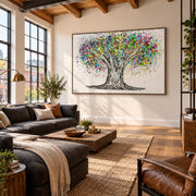 Tree Of Life Colorful Life canvas wall art, loft industrial room mockup