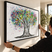 Tree Of Life Colorful Life canvas wall art being hung