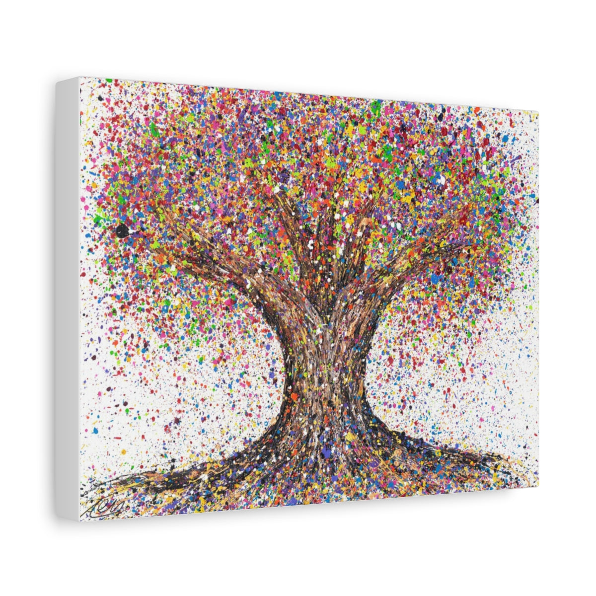 Tree of Life Deep Roots canvas print side view, gallery wrapped edge