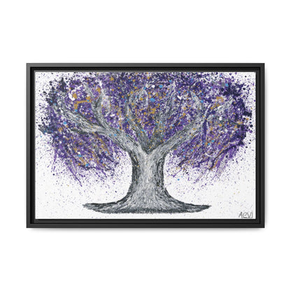 Tree Of Life Gentle Purple framed canvas print, black frame