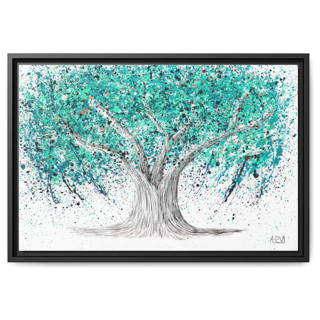 Tree Of Life Turquoise Tranquility framed canvas print by Albert Levi