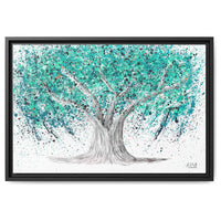 Tree Of Life Turquoise Tranquility framed canvas print by Albert Levi