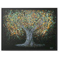 Tree Of Happiness Earth framed canvas print by Albert Levi