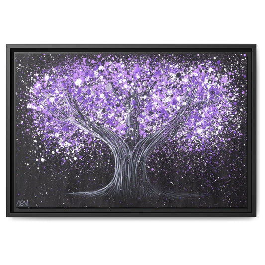Tree Of Happiness Tranquil Purple framed canvas print by Albert Levi