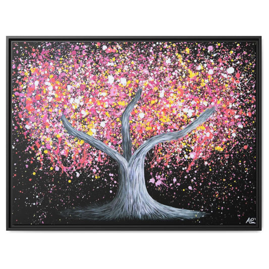 Tree of Happiness Pink Magic framed canvas print by Albert Levi