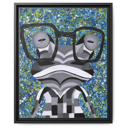 Funky Frog in Square Shades framed canvas print by Albert Levi