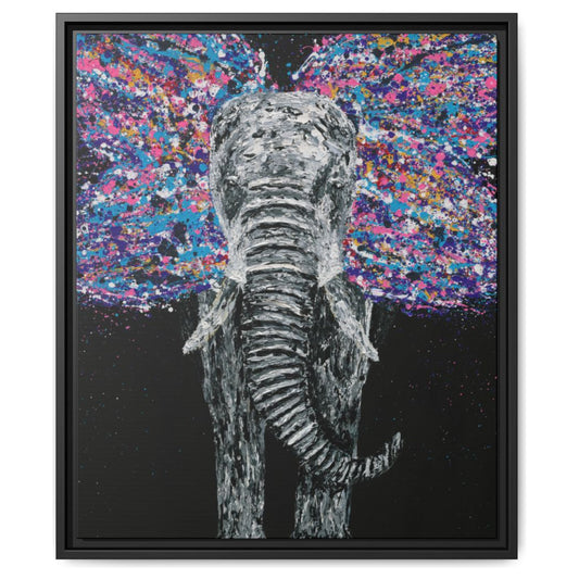 Butterfly Elephant framed canvas print by Albert Levi