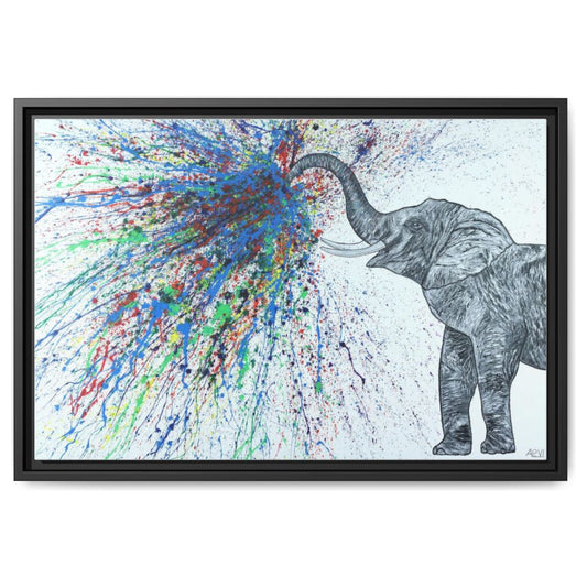 An Elephant Blows framed canvas print by Albert Levi