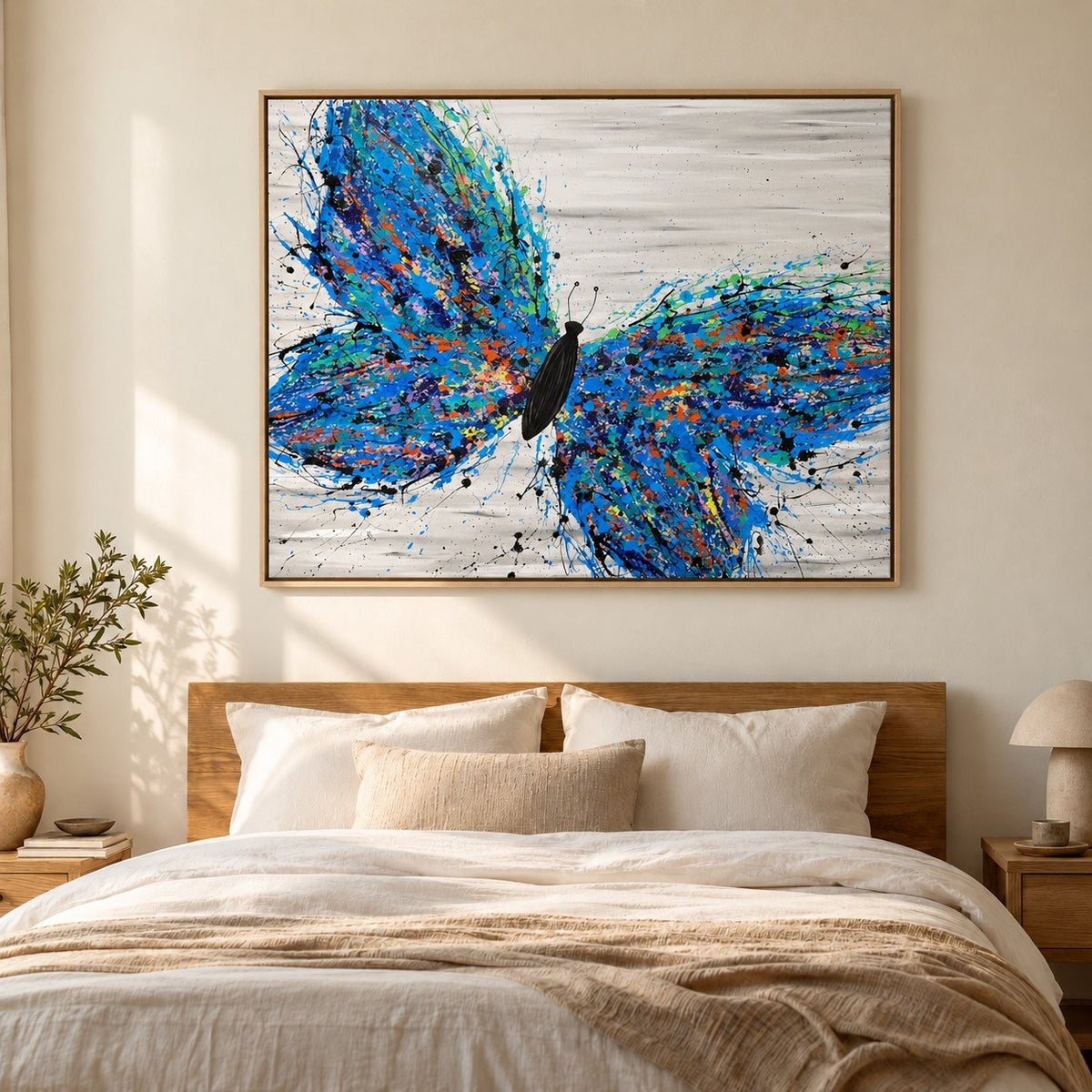 Wild Butterfly canvas wall art, bedroom warm room mockup