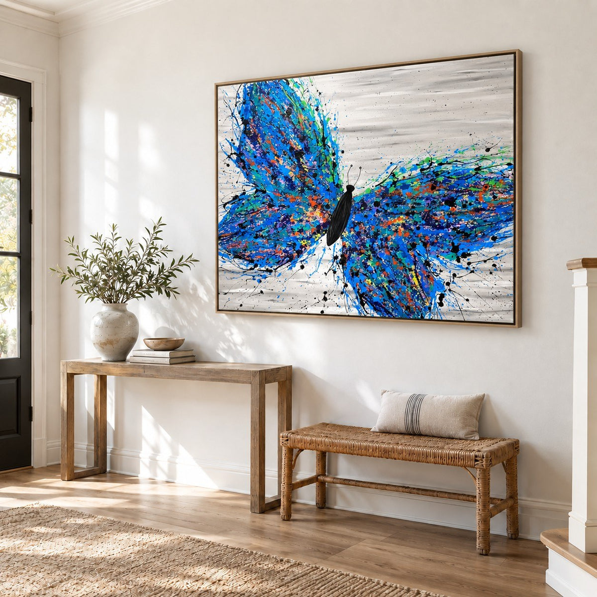 Wild Butterfly canvas wall art, entry bright room mockup