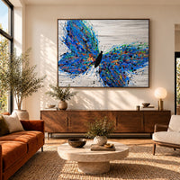 Wild Butterfly canvas wall art, midcentury living warm room mockup