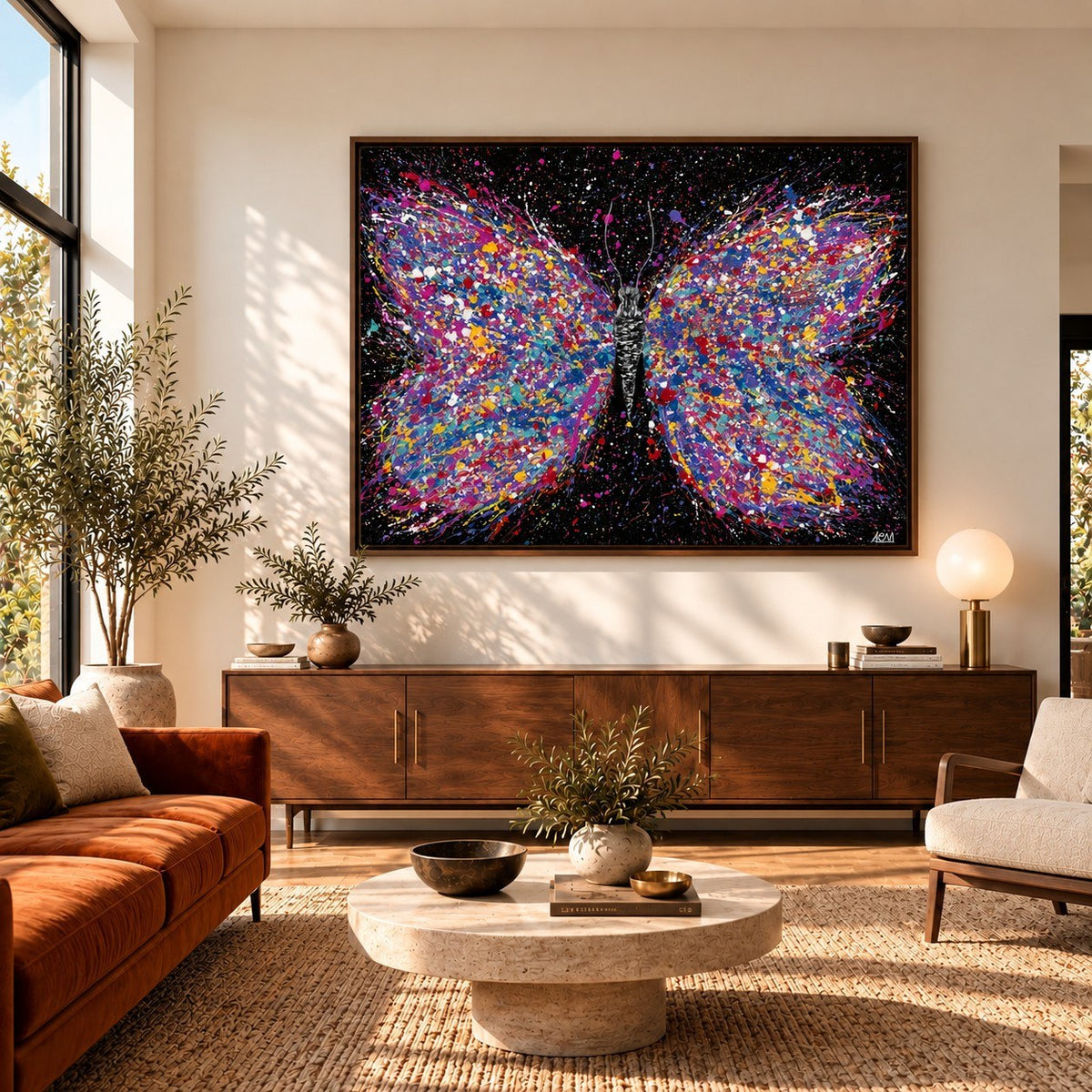 Wings Of Freedom canvas wall art, midcentury living warm room mockup
