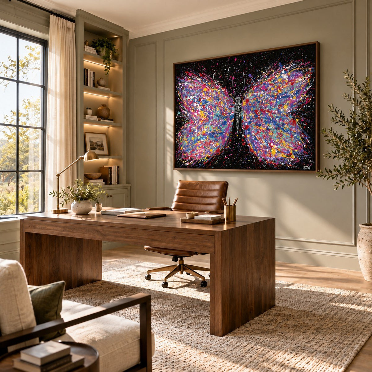 Wings Of Freedom canvas wall art, office walnut room mockup