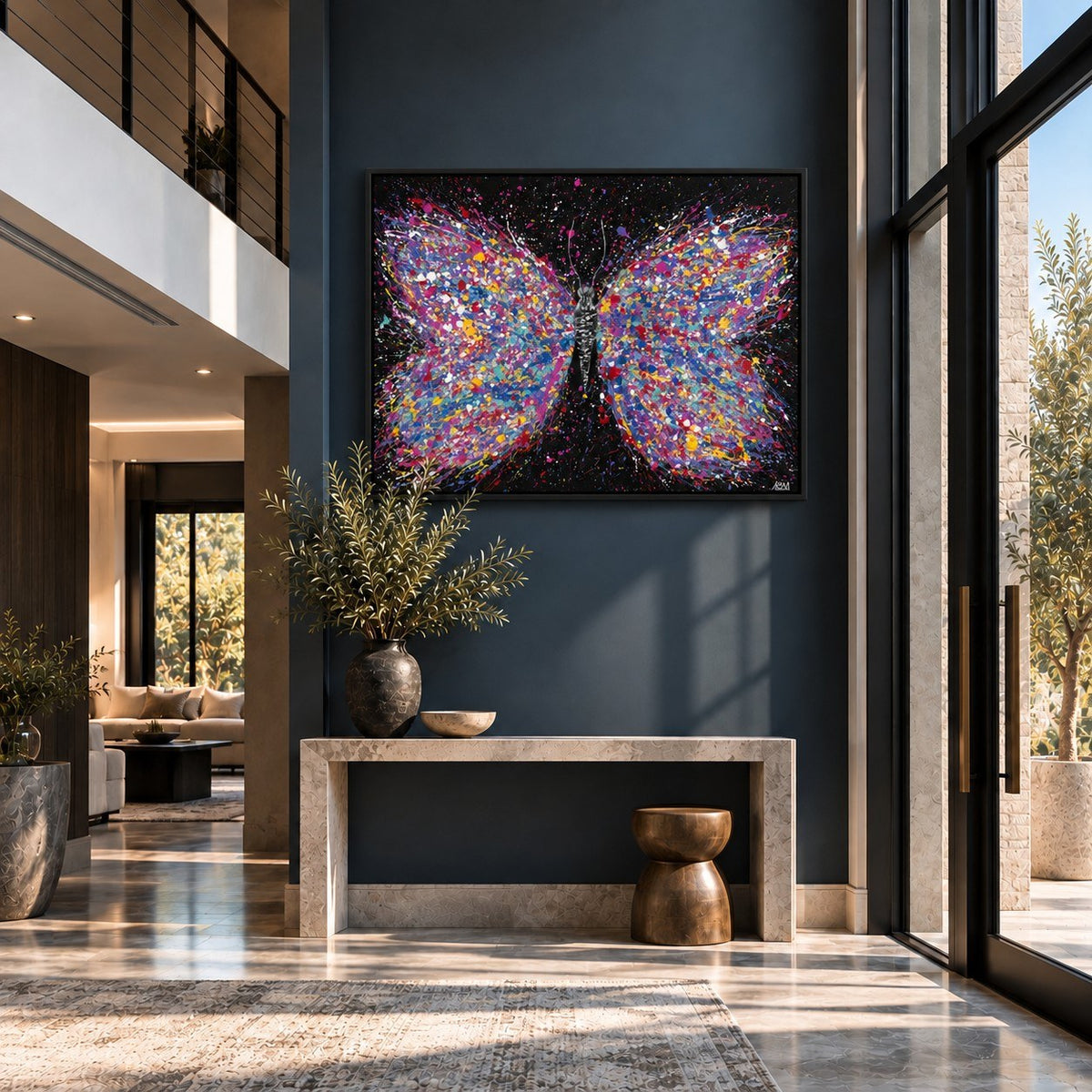 Wings Of Freedom canvas wall art, slatewall entry tall room mockup